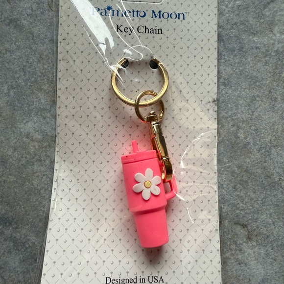 palmetto moon Accessories - Mini Stanley Pink Floral Bag Charm or Key Chain Designed in USA